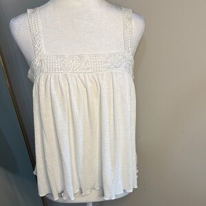 Rewind White Embroidered Square-Neck Camisole Top